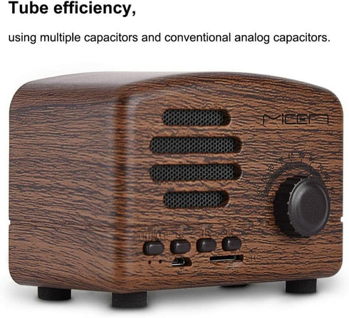 Wireless Bt Speaker, Portable Wooden Retro Desktop Speaker Bass Stereo FM Radio Speaker Support USB TF Card Fit for Travel Home Beach Bathroom Out...