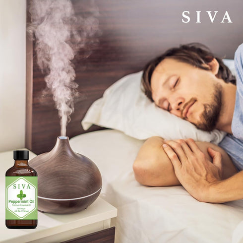 Siva Peppermint Essential Oil - 4 Fl Oz – Natural Peppermint Oil - for Diffuser, Face, Skin Care, Aromatherapy, Hair Care, Scalp and Body Massage ...