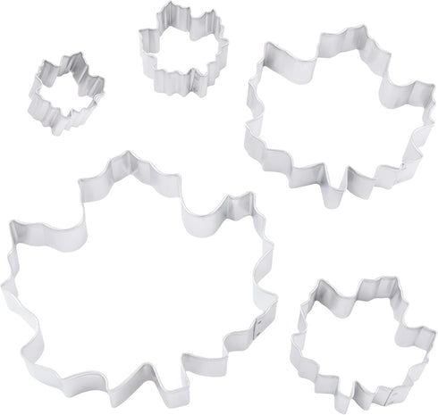 R&M Thanksgiving and Fall Leaves Gift Set. Includes 5-Piece Assorted Size Maple Leaf Cookie Cutters...