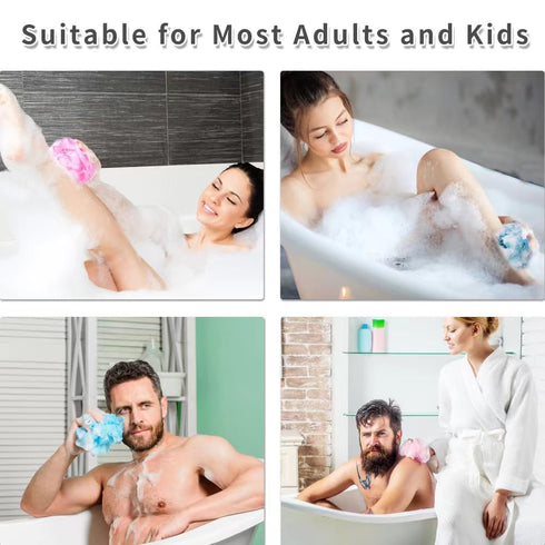 Mesh Pouf Loofah Sponge Pack of 4 Bath Shower Loofah Sponge Deep Cleansing Body Scrubber Balls Exfoliating Bath Sponge Cleanse Soothe Skin Luffa E...