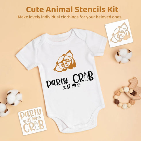 Varku 30 PCS Baby Shower Stencils PET for Onesie, Infant One-piece Deorative Kit Lovely Cartoon, Boy Girl Baby Shirt Fabric Stencils for Clothes, ...