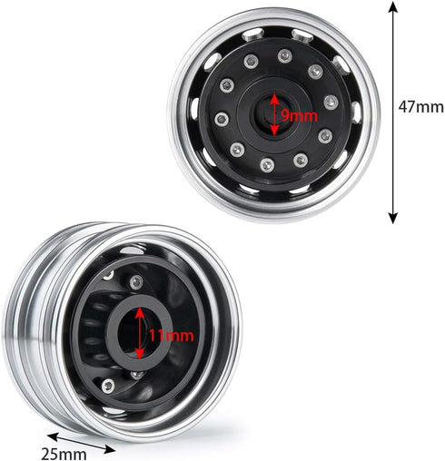 2pcs Metal Front Wheel Hubs Rims for 1/14 Tamiya Tractor Climbing Trailer RC Car Upgrade Parts...