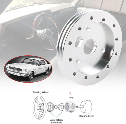 0.5" Steering Wheel Hub Adapter Conversion Spacer,6 Hole to 3 Hole Steering Wheel Adapter Boss Kit(Silver)...