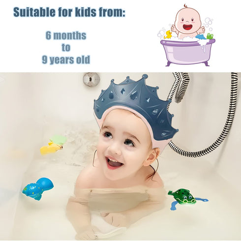 Baby Bath Cap Baby Shower Cap Waterproof Shampoo Hat for Children Toddler Girls Boys Protect ears eyes. Adjustable Silicone Baby Bathing Crown...