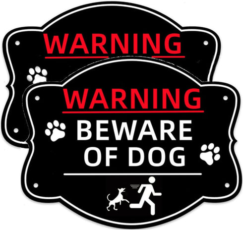 2 Pack Beware of Dog Signs, 10x8 Inch Reflective Aluminum Metal Dog Warning Signs, Durable Ink & Fade Resistant & Weatherproof Beware of Dog Signs...