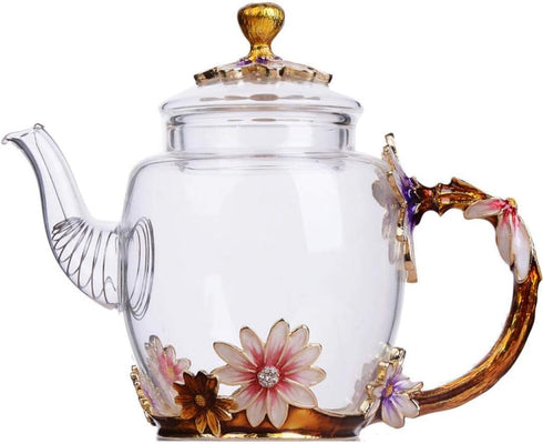 Tea Pot Glass, Fancy Tea Cup, Fancy Tea Set for Adults, Pretty Tea Teapot?10.6oz / 300ml? (Deep coffee color)...