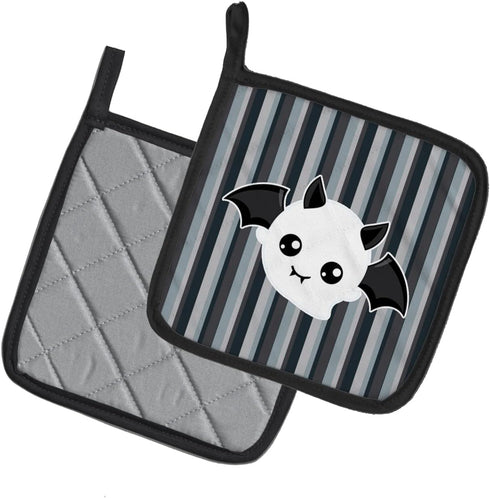 Caroline's Treasures BB6964PTHD Halloween Ghost Bat Pair of Pot Holders Kitchen Heat Resistant Pot Holders Sets Oven Hot Pads for Cooking Baking B...