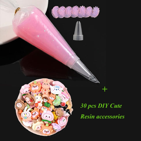 50g/50ml Simulation Imitation Cream Adhesive Gel DIY Fake Whipped Cake Cream Glue for Handmade Phone Case Mirror Jewelry Accessories Decoration wi...