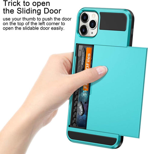 Vofolen Case for iPhone 11 Pro Max Case Wallet Credit Card Holder Slot Sliding Door Hidden Pocket Dual Layer Hybrid Bumper Armor Protective Hard S...
