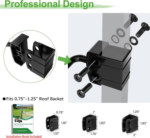10L0L Golf Cart Phone Holder iPhone Caddy Mount Fits Yamaha EZGO TXT RXV Club Car w/ 0.75"-1.25" Square Tube Stand Bracket...