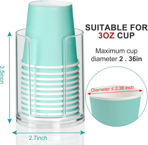 Bathroom Cup Dispenser, Disposable Mouthwash Cups Holder Fit 3oz-4oz Small Paper Cups, Clear Plastic Cup Dispenser for Bathroom Vanity Countertop ...