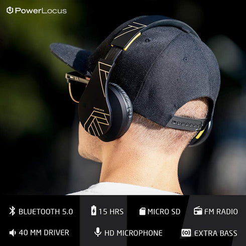 PowerLocus Bluetooth Over-Ear Headphones, Wireless Stereo Foldable Headphones Wireless and Wired Headsets with Built-in Mic, Micro SD/TF, FM for i...