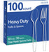 100 Count Plastic Silverware Heavy Duty -50 Forks, 50 Spoons, BPA-Free, Heat Resistant, Disposable Plastic Utensils Set, Plastic Cutlery Set, Plas...