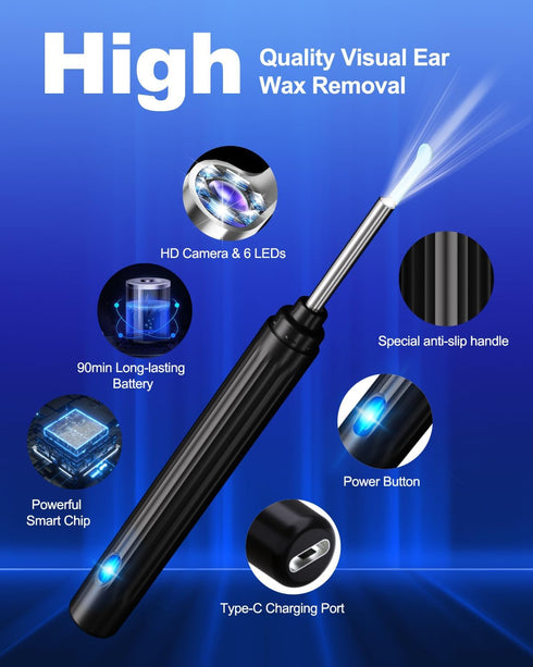 Ear Wax Removal Kit,Ear Cleaner with Camera,Ear Cleaning Kit 1269P HD Otoscope with Lights and 6 Ear Picks, Earwax Removal for Adults and Children...