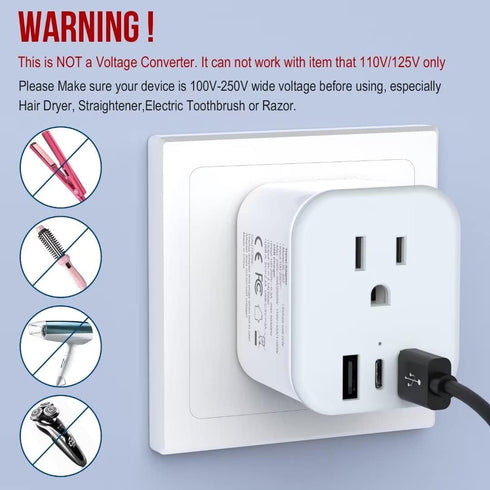 2 Pack European Travel Plug Adapter, LANUEE Italy Power Adapter with USB C Port, 2 in 1 Type C/L Foldable EU Outlet Adapter,Travel Accessories to ...