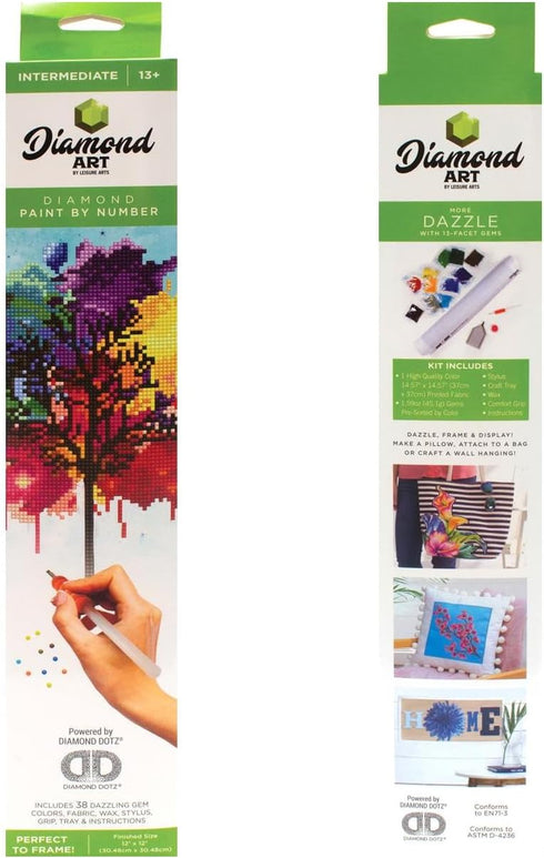 DIAMOND ART BY LEISURE ARTS Diamond Painting Kits for Adults 12"X12" Intermediate Rainbow Tree, Full Drill, Art Kits, Dimond Art, for Adults, Kit...