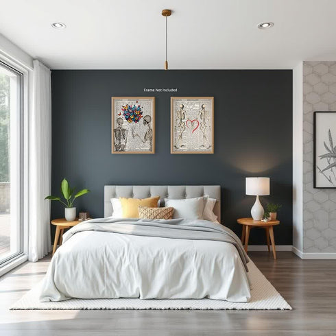 Posterizer 2 pcs-Romantic Skeletons Dictionary Gothic Decor-Romantic Art-Retro Art-Gift for Steampunk or Goth Fans-Living Room Bedroom Decor- unfr...