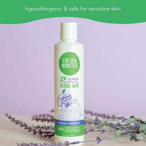 Fresh Monster Kids Foaming Bubble Bath | Hypoallergenic, Natural for Kids & Toddlers | Super Concentrated | Soothing Lavender Scent | Bath Time Es...