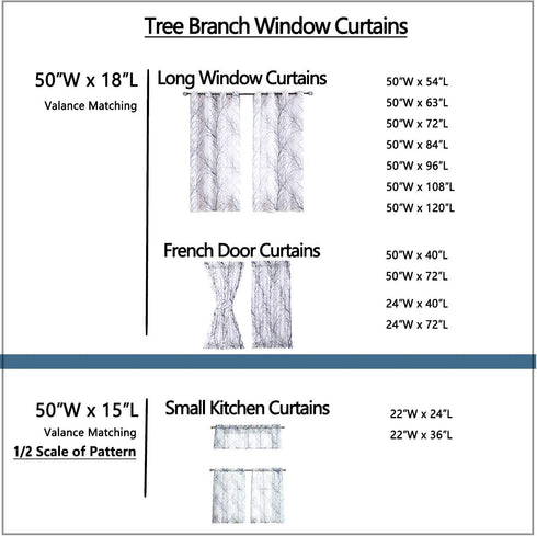 FMFUNCTEX White Black Kitchen Curtains for Bathroom Tree Branch Print Small Tier Curtains 22" x 24" Cafe Curtain Set, 2 Panels...