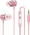Rose Gold Earbuds, Girls Pink Earphones Wired with mic, Volume Control in Ear Headphones 3.5mm for Smartphones Mp3 Tablet Laptop...