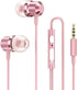 Rose Gold Earbuds, Girls Pink Earphones Wired with mic, Volume Control in Ear Headphones 3.5mm for Smartphones Mp3 Tablet Laptop...