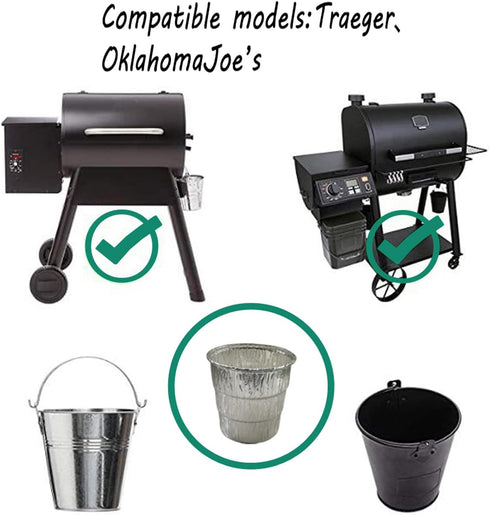 Murong Smoker Bucket Liner for Catching Grease,Disposable Aluminum Foil Lining Compatible with Various Wood Pellet BBQ Grill Drip Grease Buckets 4...