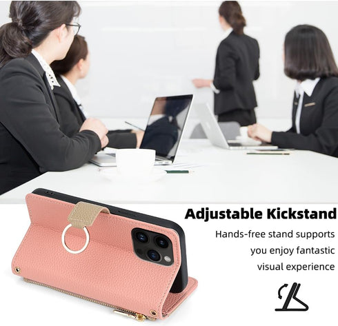 Asuwish Phone Case for iPhone 14 Pro 6.1 inch Wallet Cover with Screen Protector and Mirror Flip Cover Ring Card Holder Crossbody Strap Stand Cell...