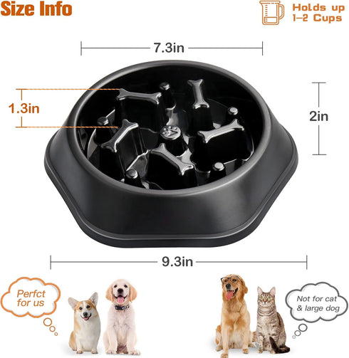 UPSKY Slow Feeder Dog Bowl Anti-Chocking Slower Feeding Dog Puzzle Bowl, Interactive Bloat Stop Dog Food Bowl Dishes Non-Slide Dog Lick Treat Bowl...