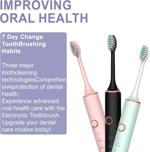 Ultrasonic Electronic Toothbrush with 6 Modes and Smart Timer - Perfect for Men and Women - Clean Teeth and Gums Effectively, Geen...