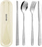 INKULEERTravel cutlery set, 18/8 stainless steel cutlery, Reusable utensils set with case, Portable Silverware Lunch Box for Camping and Office (S...