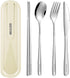 INKULEERTravel cutlery set, 18/8 stainless steel cutlery, Reusable utensils set with case, Portable Silverware Lunch Box for Camping and Office (S...