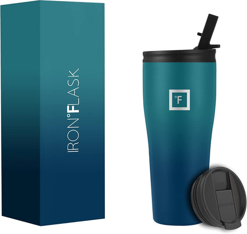 IRON °FLASK Rover Tumbler 2.0-2 Lids Vacuum Insulated Stainless Steel Bottle, Double Walled, Drinking Cup - Thermos Travel Mug - Dark Night, 32 Oz...
