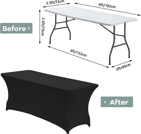 CWK 6FT Waterproof Stretch Spandex Table Cover for Rectangular Tables - Elastic Fitted Tablecloth for Folding Tables,Wrinkle Resistant Table Cloth...