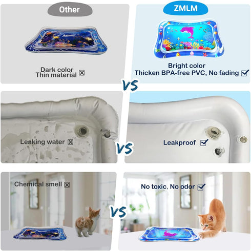ZMLM Baby Tummy-Time Water Mat: Infant Baby Toy Gift Activity Play Mat Inflatable Sensory Playmat Babies Belly Time Pat Indoor Small Pad for 3 6 9...
