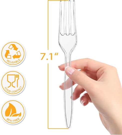 POSATE Heavy Duty Plastic Forks, Clear Disposable, Pack of 60...