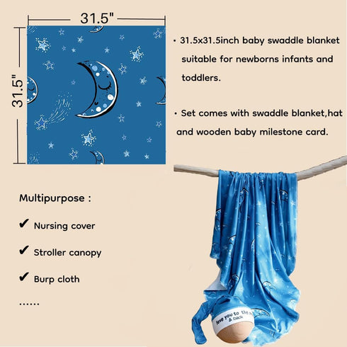 Baby Swaddle Blanket and Headband Set, Newborn Receiving Blanket Swaddle Wrap for Girls and Boys, Swaddling Blankets Neutral for Newborn? Soft and...