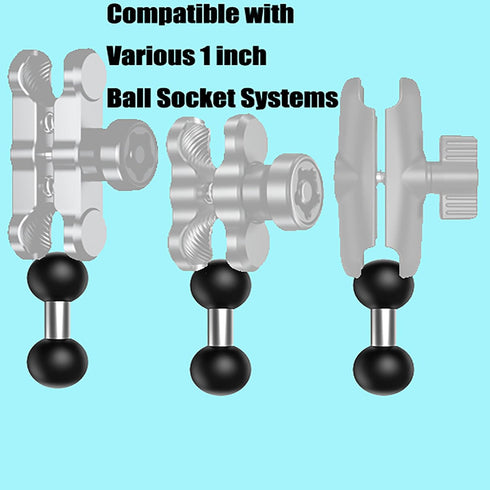 Double 1" Ball Mount Base Ball Adapter Compatible with RAM Mounts B Size 1 inch Double Ball Socket Arms, Black-1...