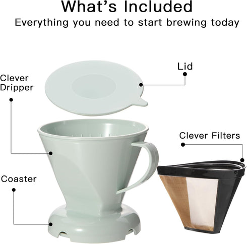 Coffee Dripper with Reusable Stainless Steel Filter for Travel Camping, Cafe, Restaurants, Office, Home,Large 18 oz BPA Free Dishwasher Safe...
