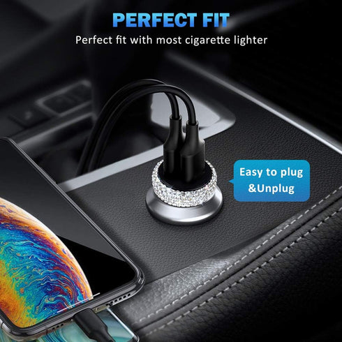 Dual USB Car Charger Quick Charge 3.0 Car Adapter Fast Charging Charger Compatible for iPhone 11/11pro/ MAX/XS/XR/X/10,iPad,Samsung S10/S10+/S9,Go...