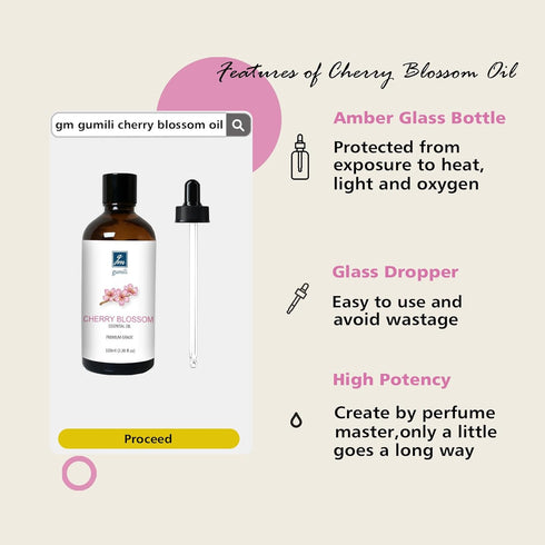 Cherry Blossom Essential Oil, Fragrance Oil for Candle Soap Making, Perfume for Women, Gift for Her - 3.38 Fl Oz 100ml...