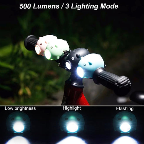 Kids Bike Lights for Night Riding, Girls Bike Horn Lights, Rechargeable Bike Headlight and Tail Light Set, Scooter Light for Adults, 120dB Speaker...