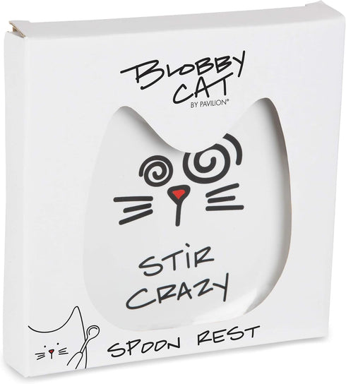 Pavilion Gift Company Blobby Cat, Cat Spoon Rest "Stir Crazy", 5", White...