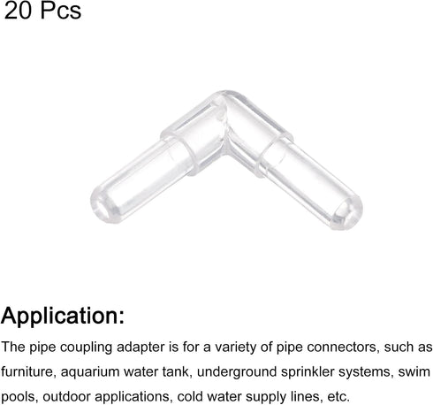 uxcell 20Pcs Aquarium Air Valve Connector, 13/64"(5mm) OD Transparent L-shaped Aquarium Airline Tubing Connector for Fish Tank Pond Air Line...