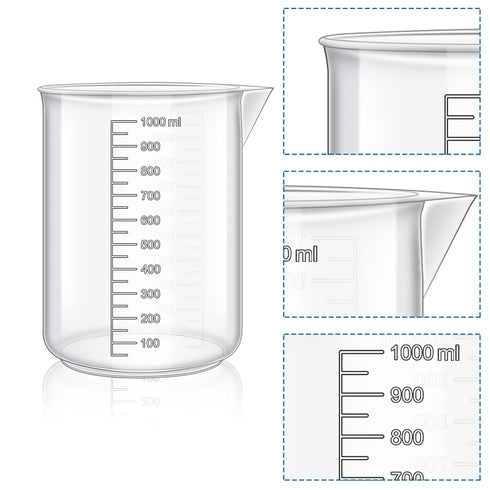 23Pcs Plastic Graduated Cylinders Beakers Set- 6 Clear Plastic Graduated Cylinders 25/50/100/250/500/1000ml, 4 Plastic Beakers 10/25/50/100ml with...