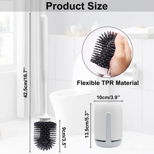 RV Toilet Bowl Brush and Holder, Ventilated Toilet Cleaner Brush with Long Handle and Flexible Bristles, Wall Mount for Motorhome Travel, Travel T...