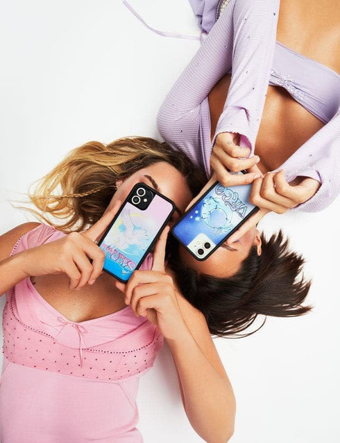 Wildflower Cases - Taurus Case, Compatible with Apple iPhone 13 | Blue, Pegasus, Moon, Sky, Zodiac, Purple, Cute - Protective Black Bumper, 4ft Dr...