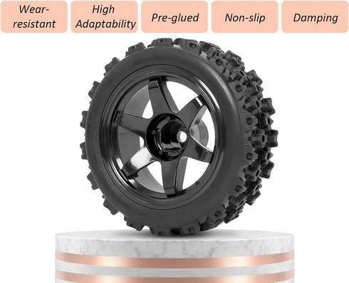 RC Station 12mm Hex RC Wheels and Tires 1/12 1/14 1/16 1/18 RC Off Road Buggy Rally Wheels and Tires for Traxxas LaTrax Rally Wltoys 144001 124019...