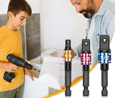 6 Pieces Impact Grade Socket Adapter/Extension Set Turns Power Drill Into High Speed Nut Driver Torque Impact Drill Bit Socket Wrench. 1/4", 3/8",...