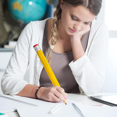 2pcs 13 Inch Wooden Jumbo Pencils, Blue & Yellow Large Toy Pencil with Cap & Eraser Oversized Giant Big Pencil Funny Extra Huge Novelty Pencil for...