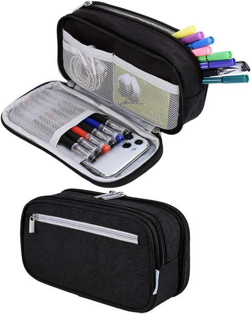 Big Pencil Case Large Capacity Pencil Bag Pouch High Storage Pen Holder Marker Makeup Bag for Office Desk Supplies Stationery Organizer Adults (Bl...